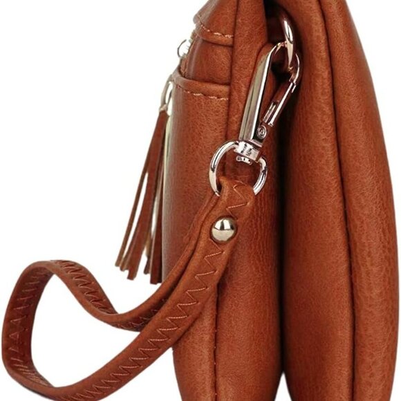 Women's Lightweight Multi Compartment Wristlet Clutch Wallet Crossbody Bag - Picture 4 of 5